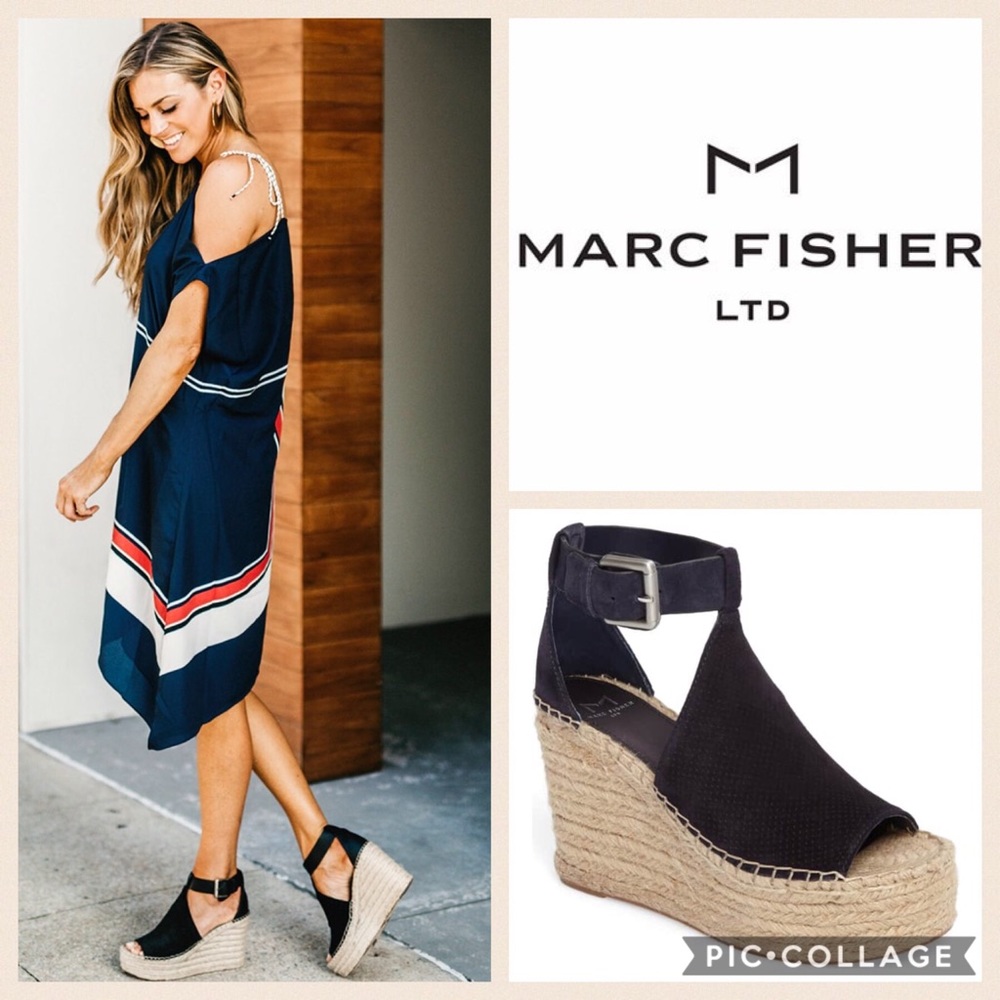 Marc Fisher Annie Perf Espadrille Platform Wedge